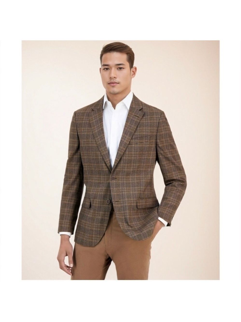 Nautica Branford Blazer Mens Brown Blue Plaid Two Button Sport Coat Jacket NWT